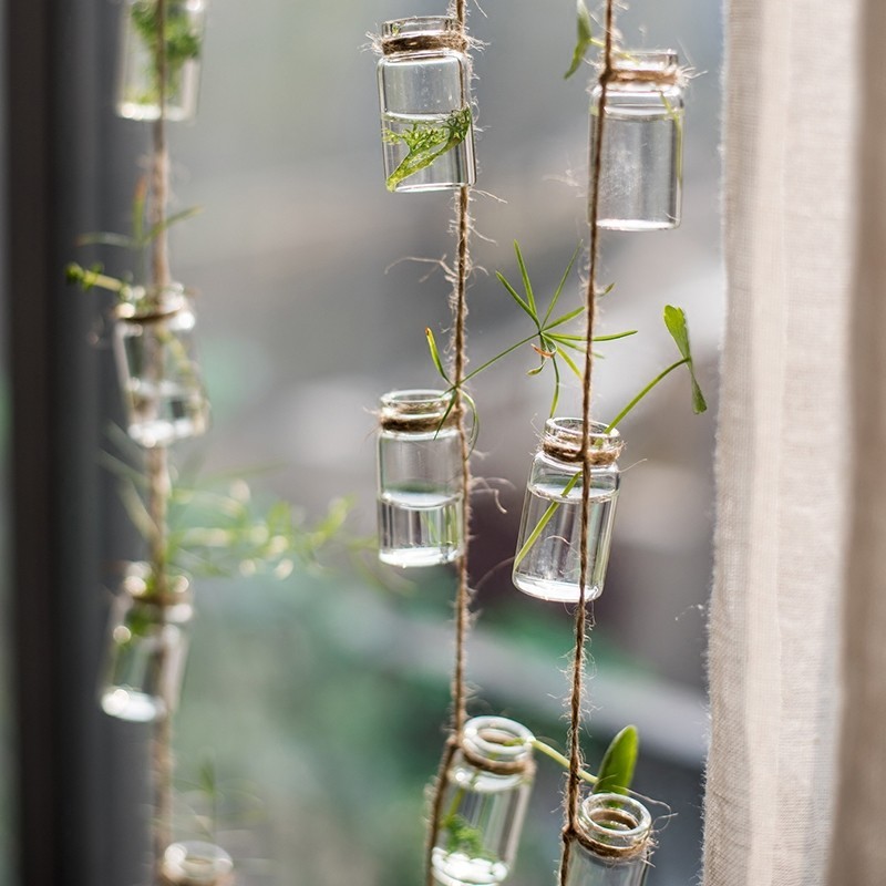 玻璃瓶串装饰挂件吊饰门帘 水培植物花器绿植风铃森系北欧