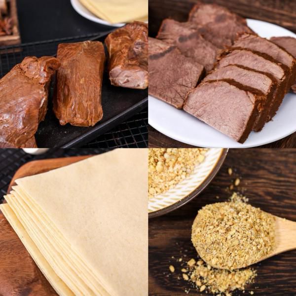 香卷酱驴肉｜鲁中散养黑驴肉、配好山东粗粮煎饼、芝麻盐！一口香到上头，高蛋白低脂饱腹，全家都爱吃