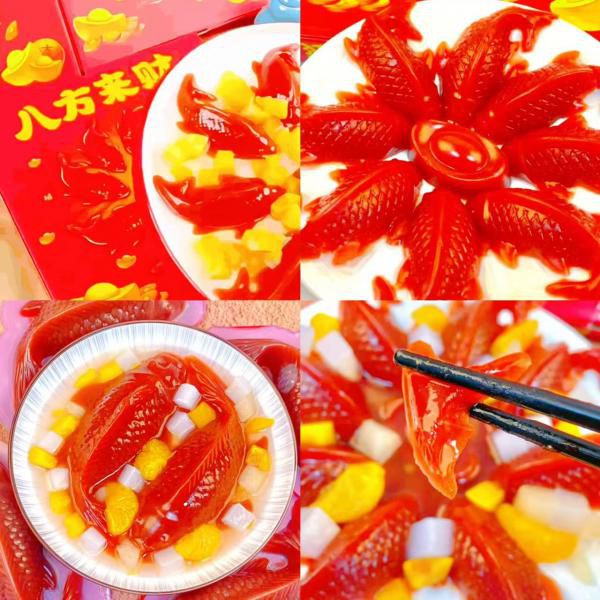 八方来财山楂糕｜年夜饭餐桌必备好意头！活灵活现「锦鲤、元宝」造型，好看好吃摆盘神器！鱼头对鱼尾，顺丰又顺水